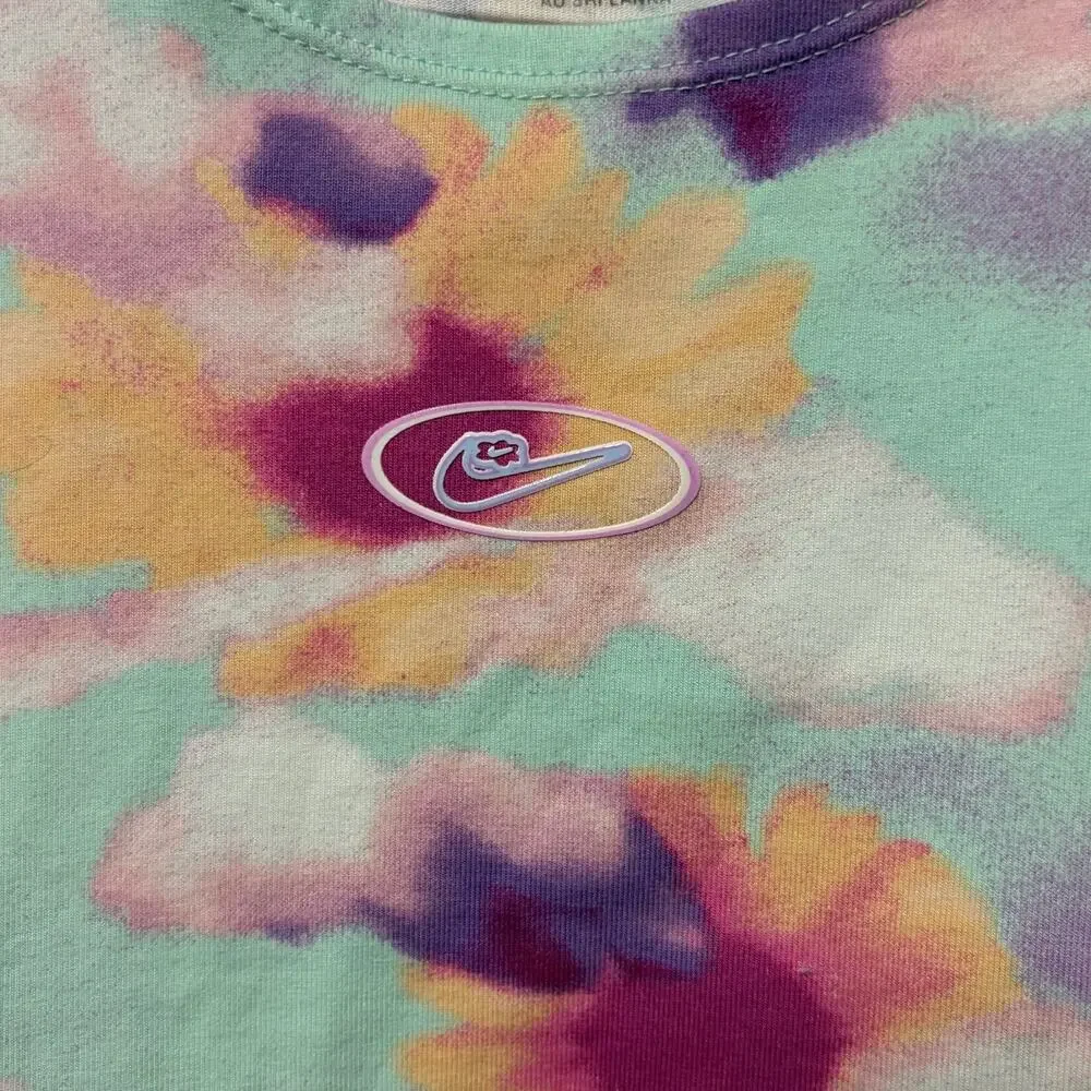 Nike‎ Large Tank Top Floral Fitted Cropped Purple Trim Y2K Boho Festival Summer